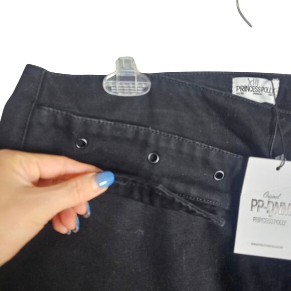Princess Polly Sz10 NWT SuperShort black JeanSkirts with Wide Belt Sexy Stunning - Picture 10 of 16